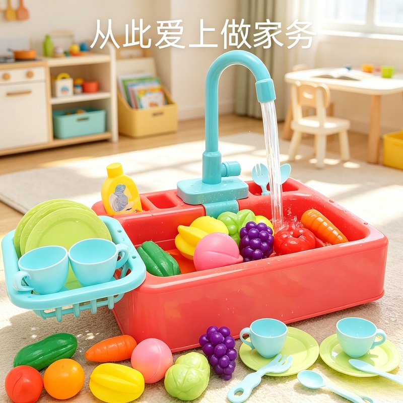 Kids Outdoor Mud Kitchen Accessories - Ensemble d'évier de cuisine en plastique